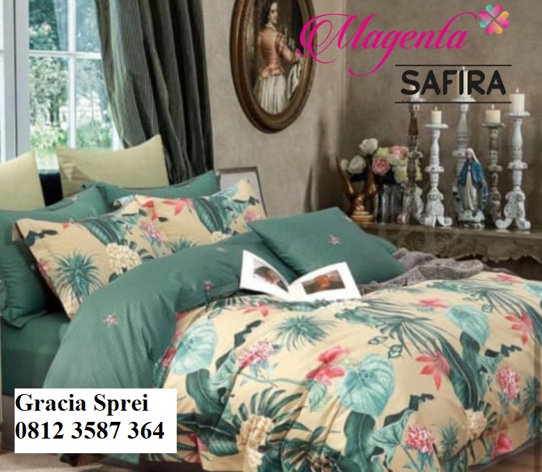 <p>Sprei Katun Bunga Safira dengan motif bunga yan